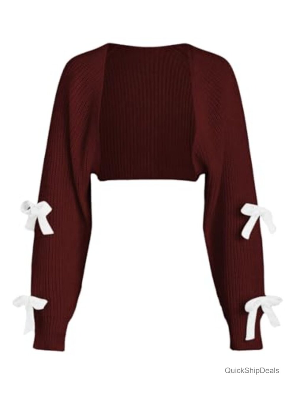 Womens Cropped Cardigan Knit Shrug Long Sleeve Open Front Acrylic